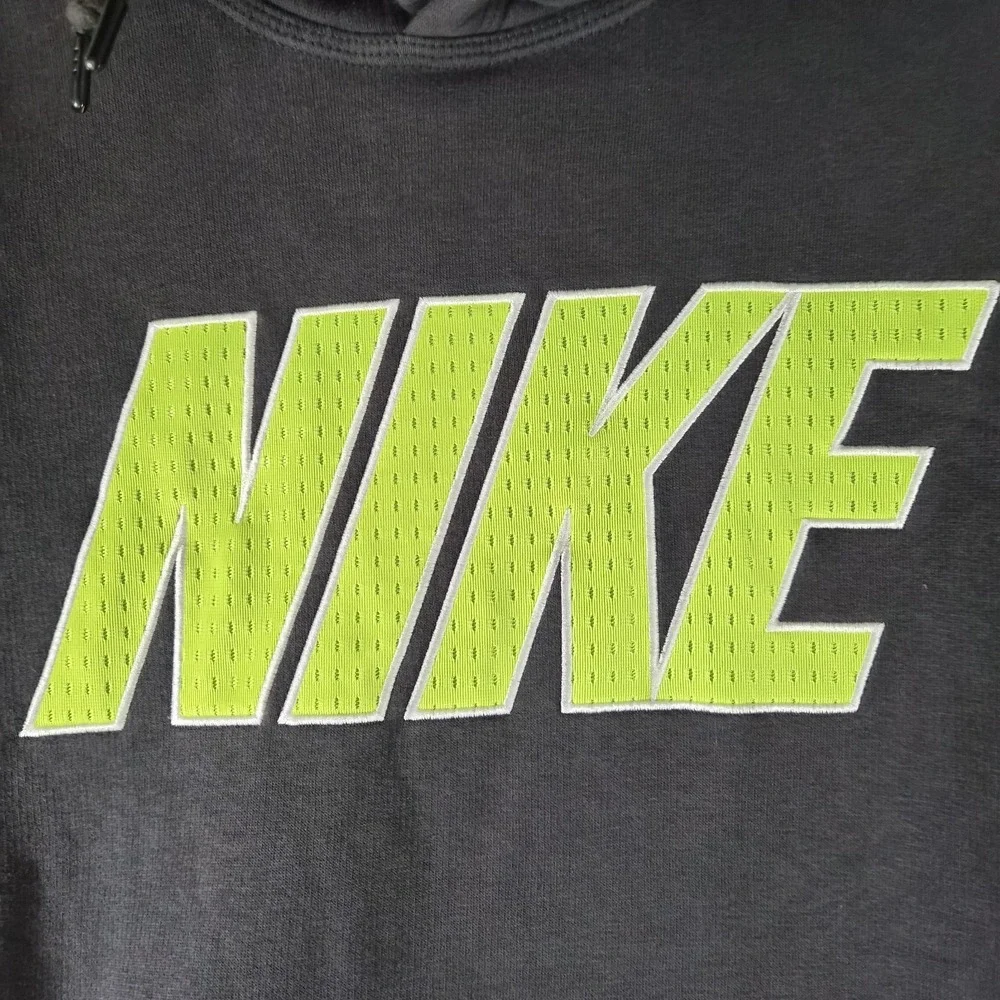 Nike Hoodie Small‎ Gray Neon Green Logo Pullover Sweatshirt Unisex
